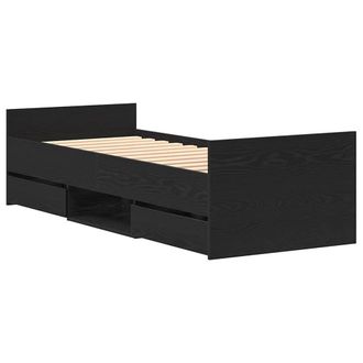 Berkfield Home Bed Frame without Mattress Black Oak 75x190 cm Engineered Wood