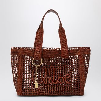 Chlo&eacute; East-West Summer Banana Summery brown raffia tote bag