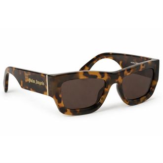 Palm Angels Mens Accessories Auberry Rectangle Sunglasses in Havana Brown - One Size