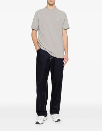 Stone Island Mens Ghost Patch Logo T-Shirt Grey - Brown/Cream - Size: 38