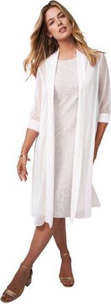 Jessica London 2-Piece Lace Jacket Dress in White at Nordstrom, Size 24