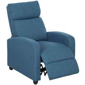 HOMCOM Linen Fabric Reclining Chair with Padded Seat - Blue | TJ Hughes