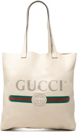 Gucci Pre-owned Vintage Tote Bag - Dames - Vintage Shopper - Beige - ONE Size - Leer - Vintage