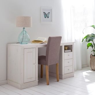 Maison Belfort home24 Maison Belfort Schreibtisch Lillehammer Massivholz Kiefer Weiß 140x76x50 cm (BxHxT)