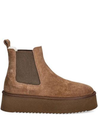Copenhagen platform chelsea boots - women - Calf Suede/Foam/Lambskin - 40 - Brown