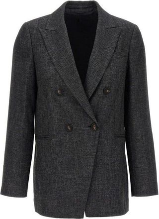 Brunello Cucinelli Dark Grey Double-Breasted Blazer, Brand Size 46 (US Size 12)