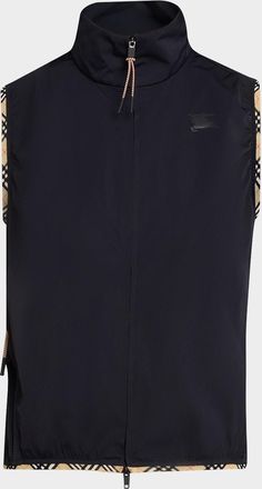 Burberry Aimee Check-Trim Perforated Nylon Vest
