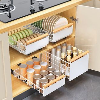 OEM Estanter&iacute;a De Cocina Con Cesta Deslizante, Escurridor De Platos Y Especiero, 26 X 41 X 13