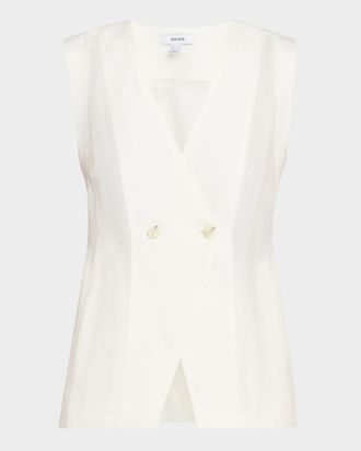 Reiss Whitney Button-Front Linen Waistcoat