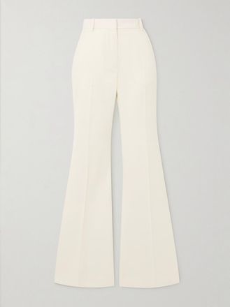 Nina Ricci Pantaloni Svasati In Gabardine Di Lana - Crema