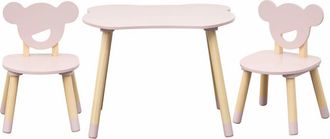 Mobili Rebecca Conjunto de mesa baja y 2 sillas para niños rosa y marrón
