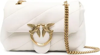 Pinko Mini Love Bag Puff Maxi Quilt White Silk/Antique Gold