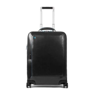 Piquadro Zwarte leren trolleytas voor pc en i Pad - Dames - Handbagage koffer - Zwart - ONE Size - Leer - Koffers