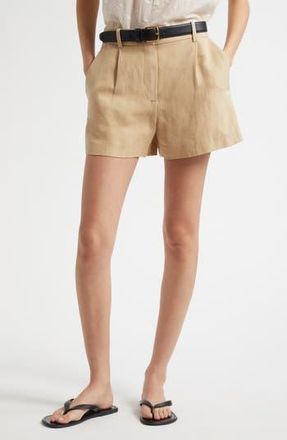 Nili Lotan Beatrice Linen & Silk Shorts in Khaki at Nordstrom Rack, Size 12