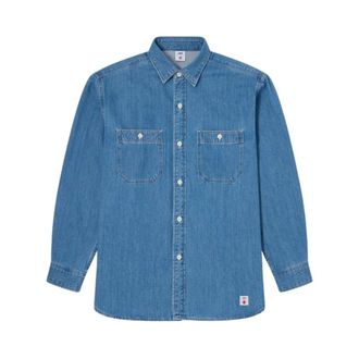 Edwin Denim Shirts, male, Blue, Size: XL Denim Long Sleeve Work Shirt