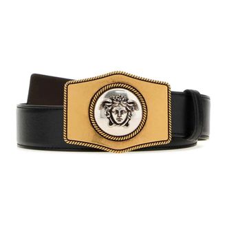 Versace Belts, male, Black, Size: 80 CM Leather Belt 4 cm