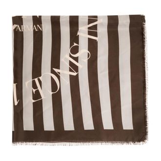 Emporio Armani Silky Scarves, female, Brown, Size: ONE SIZE Icon Print Pure Silk Foulard