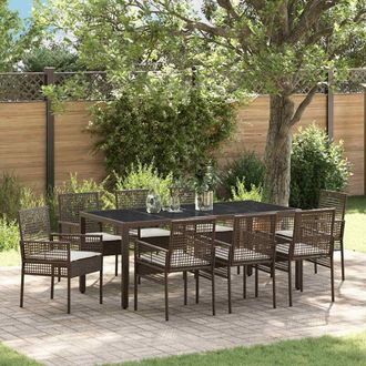 vidaXL Conjunto De Comedor De Jard&iacute;n 9 Pcs Marr&oacute;n Polirat&aacute;n Vidaxl