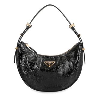 Prada Shoulder Bags, female, Black, Size: ONE SIZE Arqu&eacute; Patent Shoulder Bag
