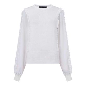 French Connection Dames Krista Rimpel Trim Trui Top (Wit)