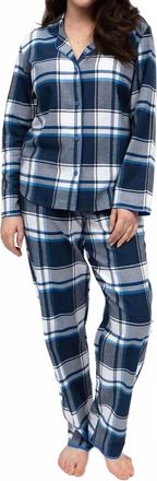 Cyberjammies Frosty Plaid Pajama Set In Navy Brushed Check