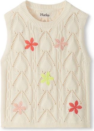 Hatley Kids Embroidered Flower Sleeveless Knit Top in Cream at Nordstrom, Size 3T