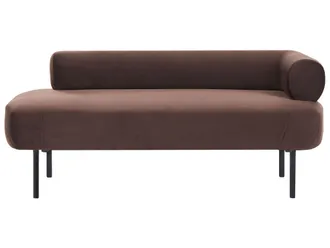 Beliani Chaise Longue Con Bracciolo Destro, Rivestimento In Velluto, Gambe In Metallo, Marrone Scuro, Mirmande
