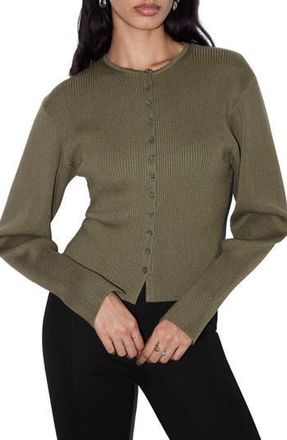 & Other Stories Juliet Sleeve Rib Cardigan in Khaki Green Medium D at Nordstrom Rack, Size Small