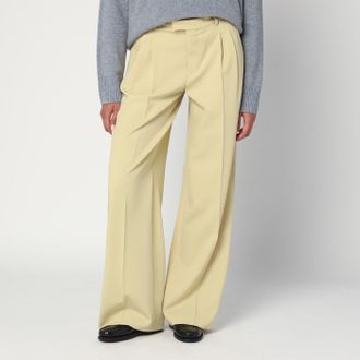 Ami Wide lime-coloured wool trousers