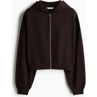 H&M Short Zip-through Hoodie in Dark Brown at Nordstrom, Size Xx-Large