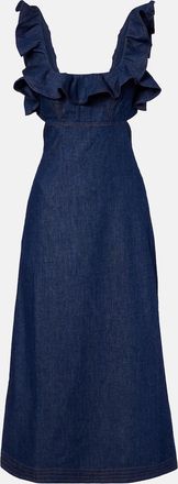 Zimmermann Aster ruffled denim midi dress