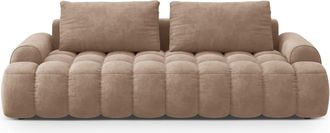 Cosmopolitan Design Sof&aacute; cama con ba&uacute;l de almacenaje 4 plazas terciopelo beige oscuro