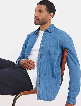 HUGO BOSS Long Sleeve Logo Denim Shirt