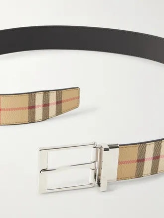 Burberry 3.5cm Reversible Checked Coated-Leather Belt