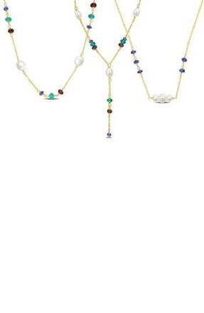 Delmar Set of 3 Cultured Pearl & Semiprecious Stone Beaded Necklaces in Multi at Nordstrom Rack