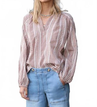 Dylan Bennet Long Sleeve Blouse In Soft Brown