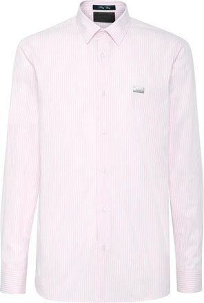 Philipp Plein Shirt Slim Fit LS Skull&Bones - Heren - Casual Overhemden - Roze - XS - Katoen - Overhemden