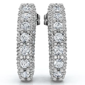 Pompeii3 1/2ct Vintage Pave Huggie Hoops Earrings 14K White Gold