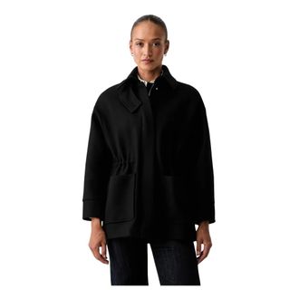 Patrizia Pepe Jassen, Dames, Zwart, S, Wol, Single-Breasted Wool Coat