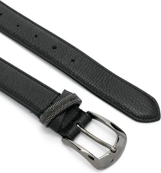 PESERICO Punto Luce-Trim Leather Belt - Black