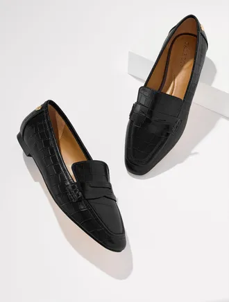 Talbots Erin Leather Loafers - Embossed - Black - 10 1/2 M Talbots
