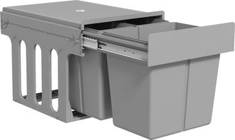 OEM Cubo De Basura Extra&iacute;ble Bajo Fregadero Con 3 Contenedores Capacidad Total 31l (15l+8lx2) Fijaci&oacute;n Inferior Gris Claro