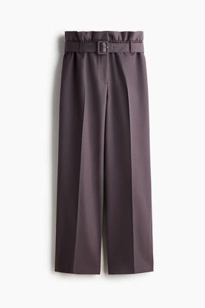 H&M Belted Wool-blend Trousers in Dusty Purple at Nordstrom, Size X-Small