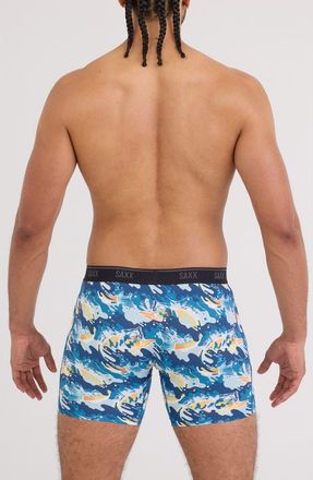 Saxx Quest Quick Dry Mesh Boxer Briefs in Big Mouth Bass-Blue at Nordstrom, Size Xx-Large