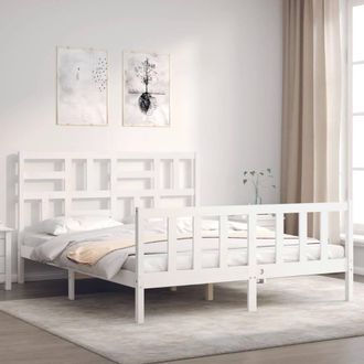 Berkfield Home Beautiful Bed Frame with Headboard White 160x200 cm Solid Wood