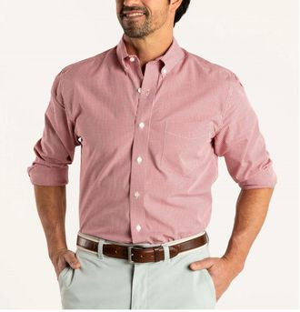 Duck Head Lawerence Gingham Shirt In Sunkist Red