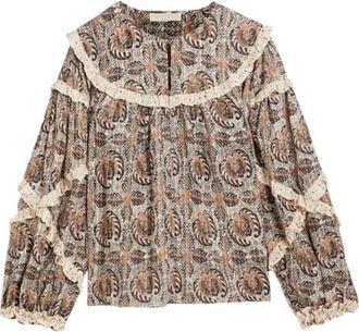 Ulla Johnson Brown Edith Printed Blouse Size M