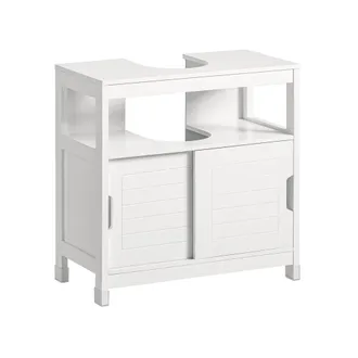 SoBuy Mueble Para Debajo Del Lavabo Armario De Ba&ntilde;o De Suelo 1 Estante Y 2 Puertas Correderas 60 X 30 X 61 Cm Frg128-ii-w Sobuy Es