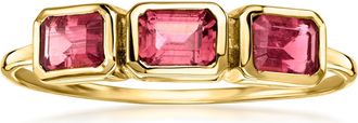 Ross-Simons Pink Tourmaline 3-Stone Ring in 10kt Yellow Gold