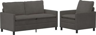 vidaXL Juego De Sof&aacute; 2 Uds. Gris Oscuro Tela Vidaxl